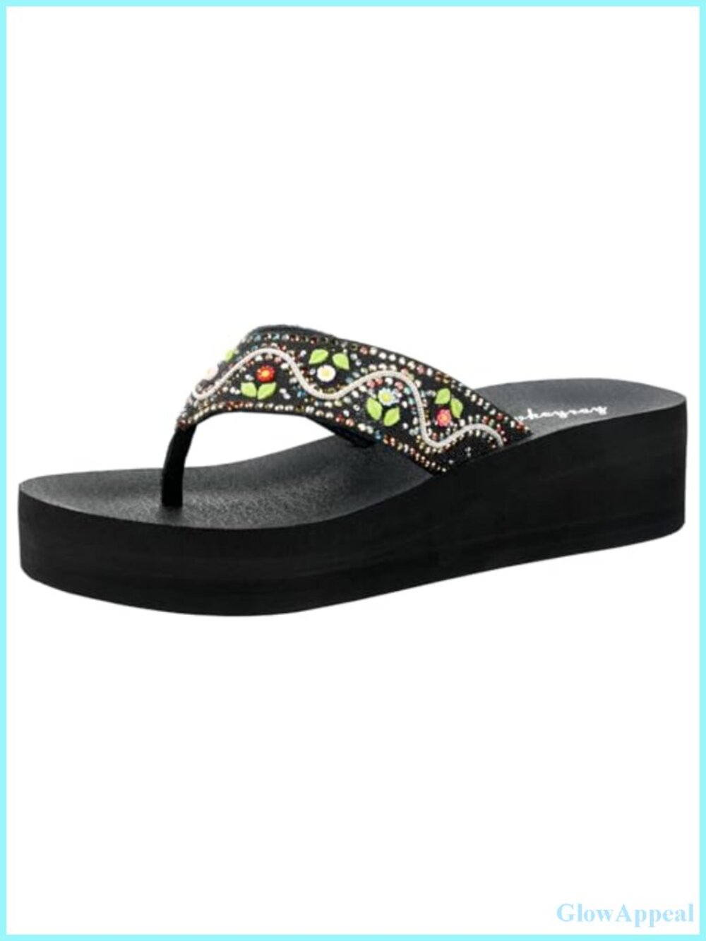 Rhinestone Wedge Platform Flip Flop Sandals